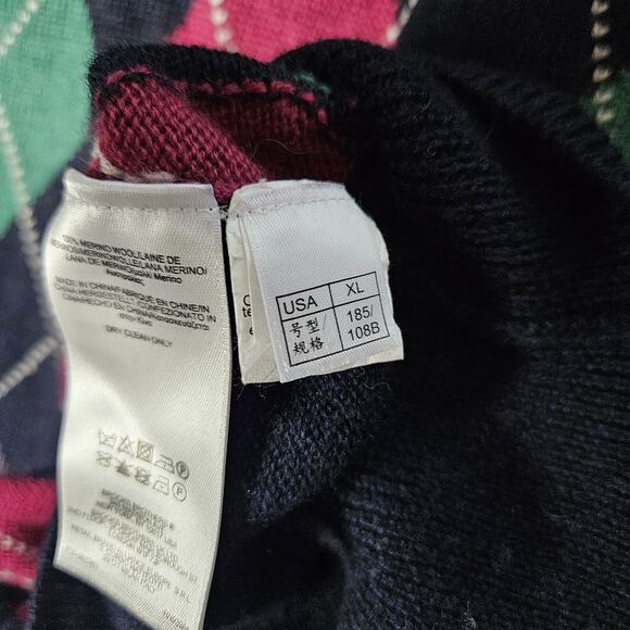 Brooks Brothers Wool Sweater Mens XL Blue Argyle 1/4 Zip Preppy Grandpacore - Picture 6 of 15